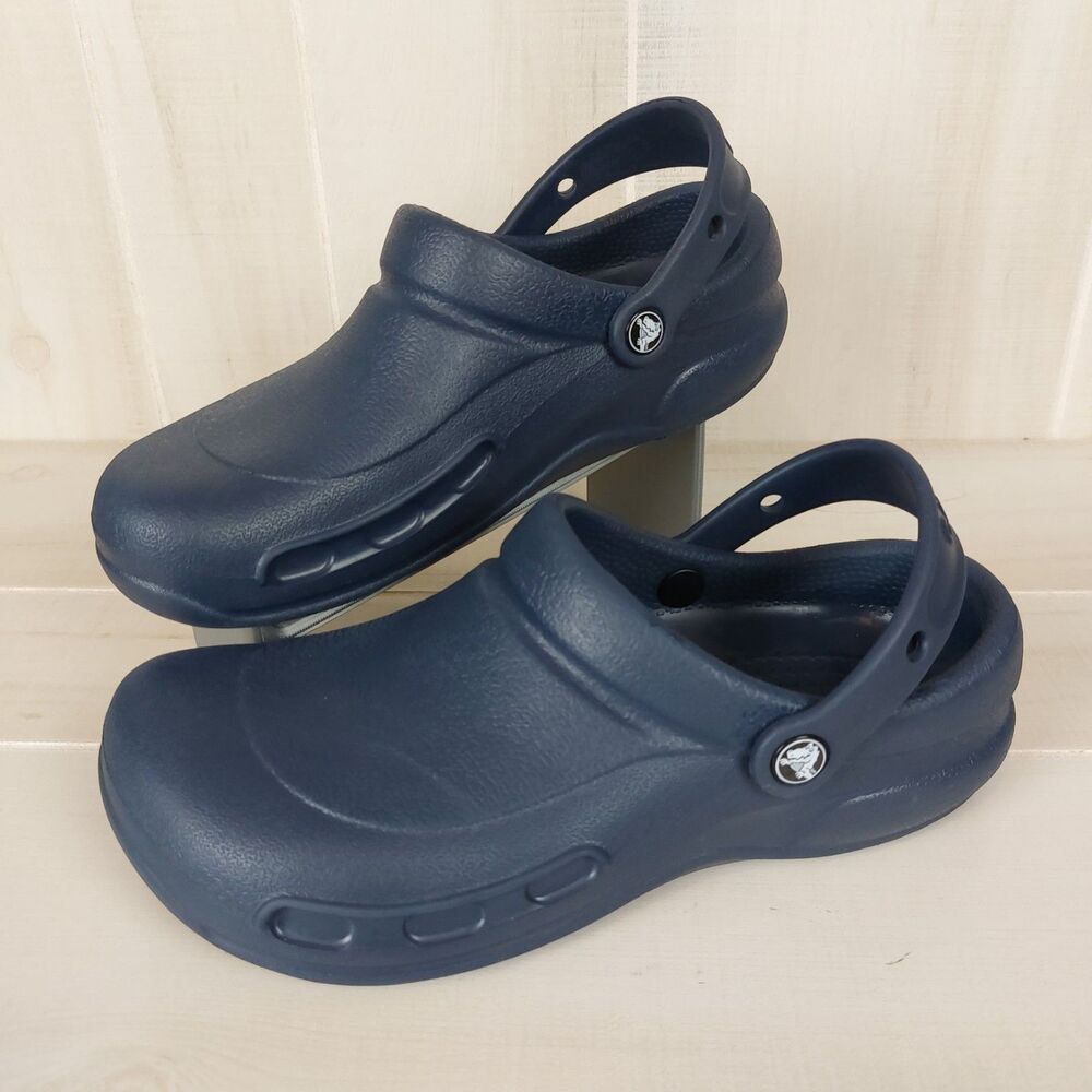 Crocs Bistro Clogs Slip Resistant Work Shoes Men's 7 Women's 9 Blue Chef Nursing - Picture 2 of 7